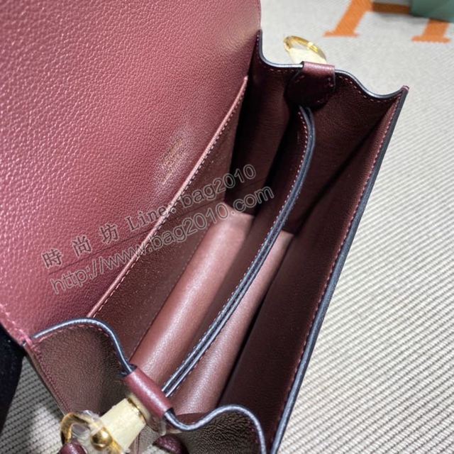 HERMES女包 豬鼻子包 Roulis Evercolor皮 酒紅 愛馬仕百搭款單肩包 愛馬仕斜挎背包  Ama1689